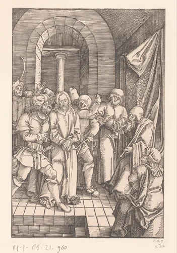 Christus voor Annas by anonymous, print, 1506-1507