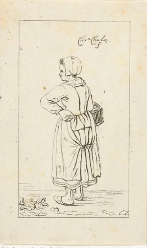 Vrouw met mand by Pieter de Mare, print, 1779