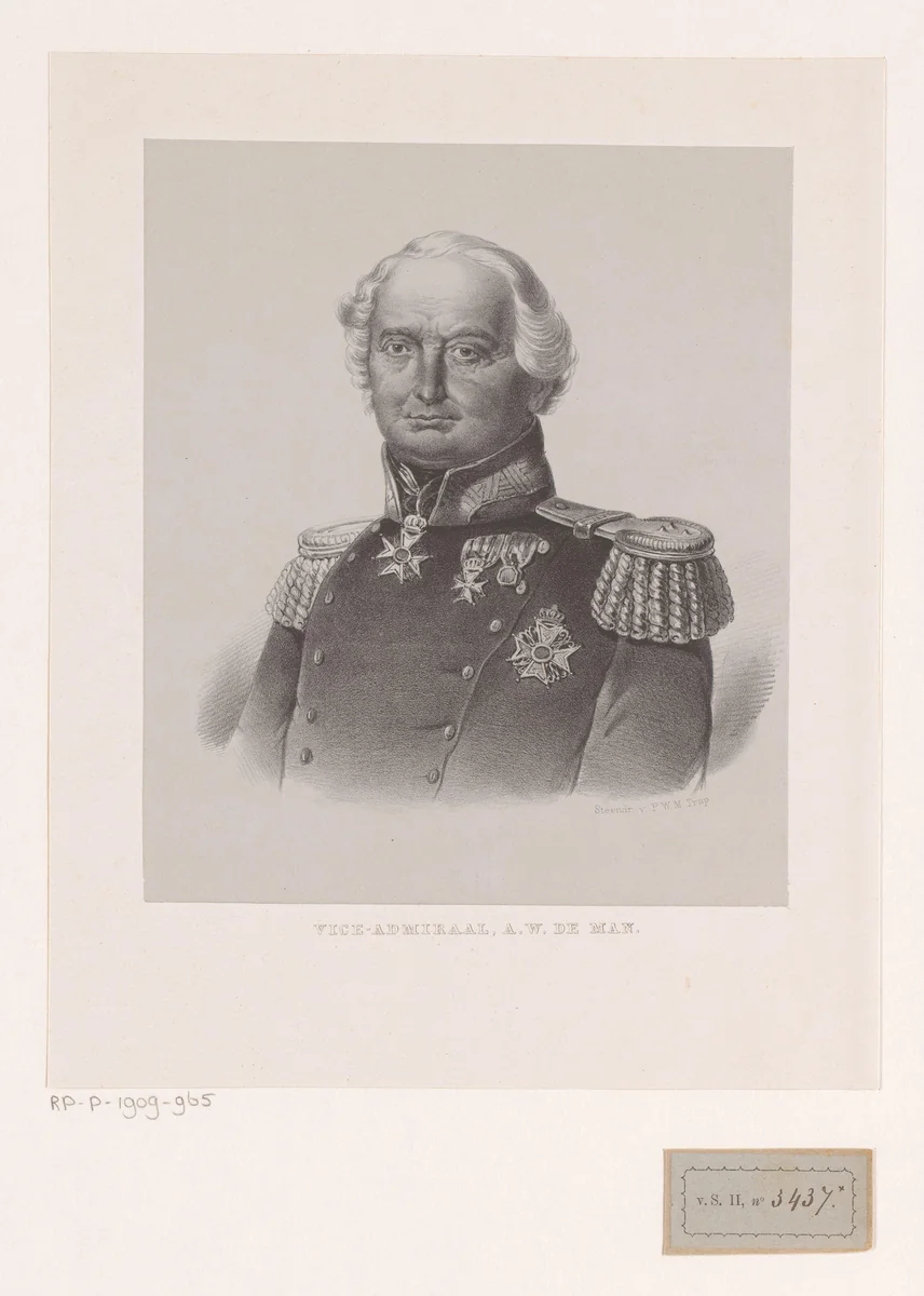 Portret van Anton Willem de Man by anonymous, print, 1836-1905
