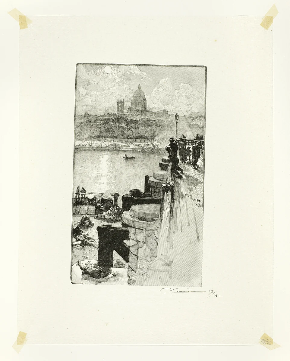 La Montagne Sainte-Geneviève, rue de l'Estacade, plate four from Le Long de la Seine et des Boulevards by Louis Auguste Lepère, print, 1890