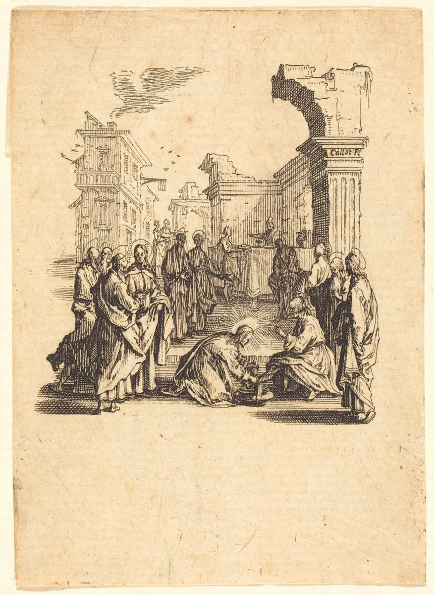 Christ Washing the Feet of the Apostles by Jacques Callot, print, 1624-1625