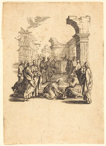Christ Washing the Feet of the Apostles by Jacques Callot, print, 1624-1625