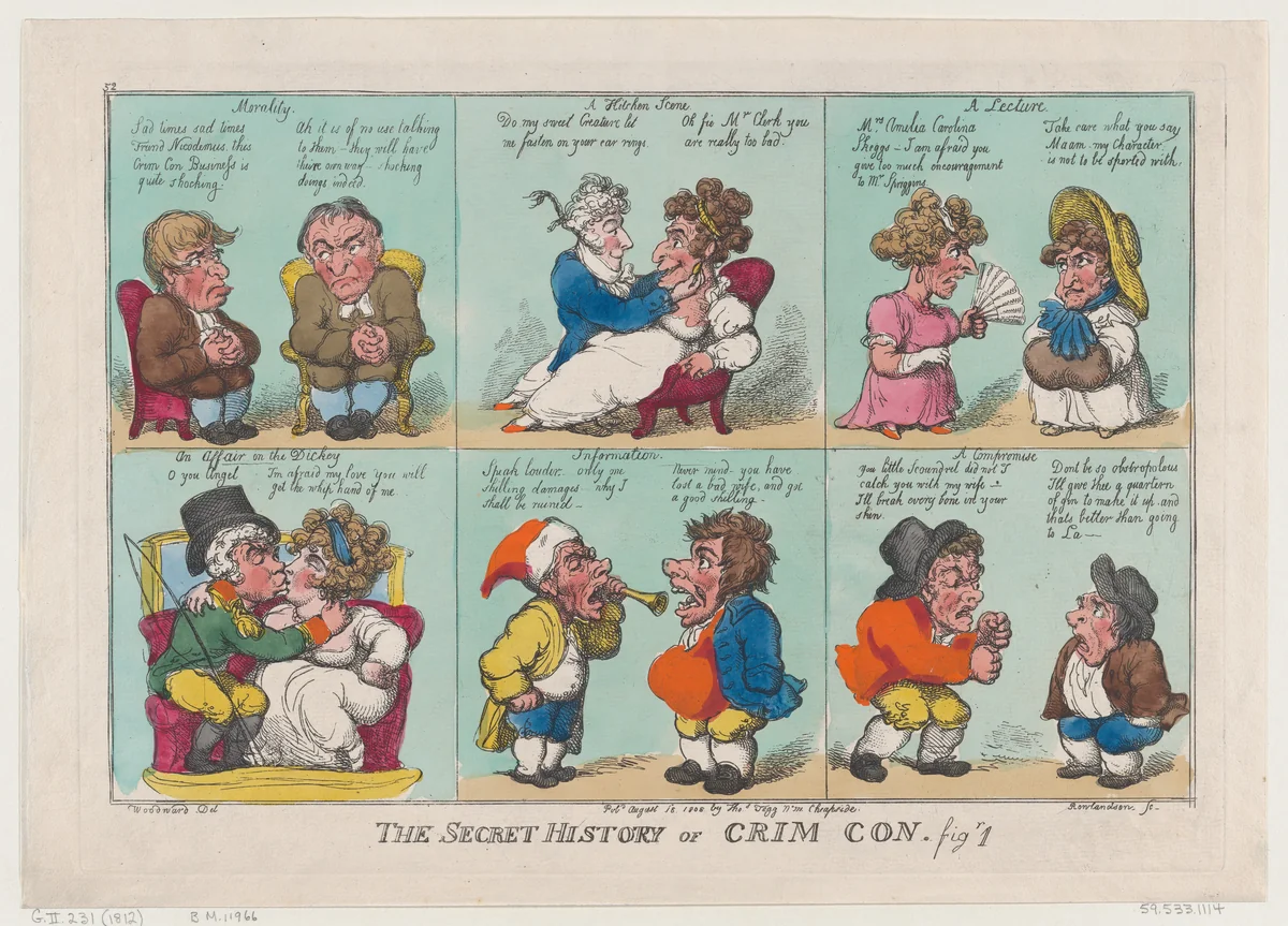 The Secret History of Crim Con, Fig 1 by Thomas Rowlandson, print, 1808