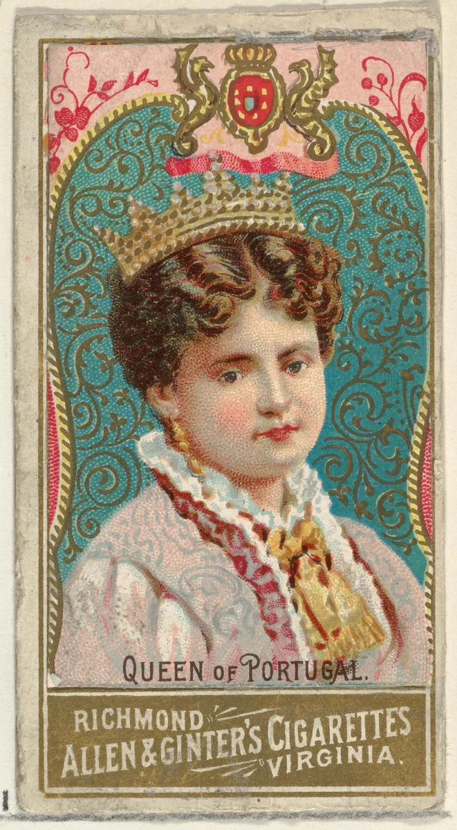 Queen of Portugal, from World's Sovereigns series (N34) for Allen & Ginter Cigarettes by Allen & Ginter, print, 1889