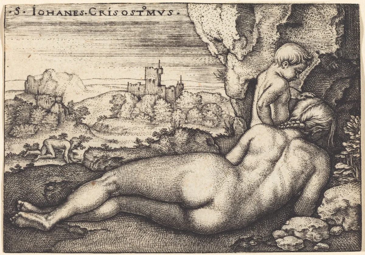 The Penance of Saint John Chrysostom by Sebald Beham; Barthel Beham, print, 1525-1550