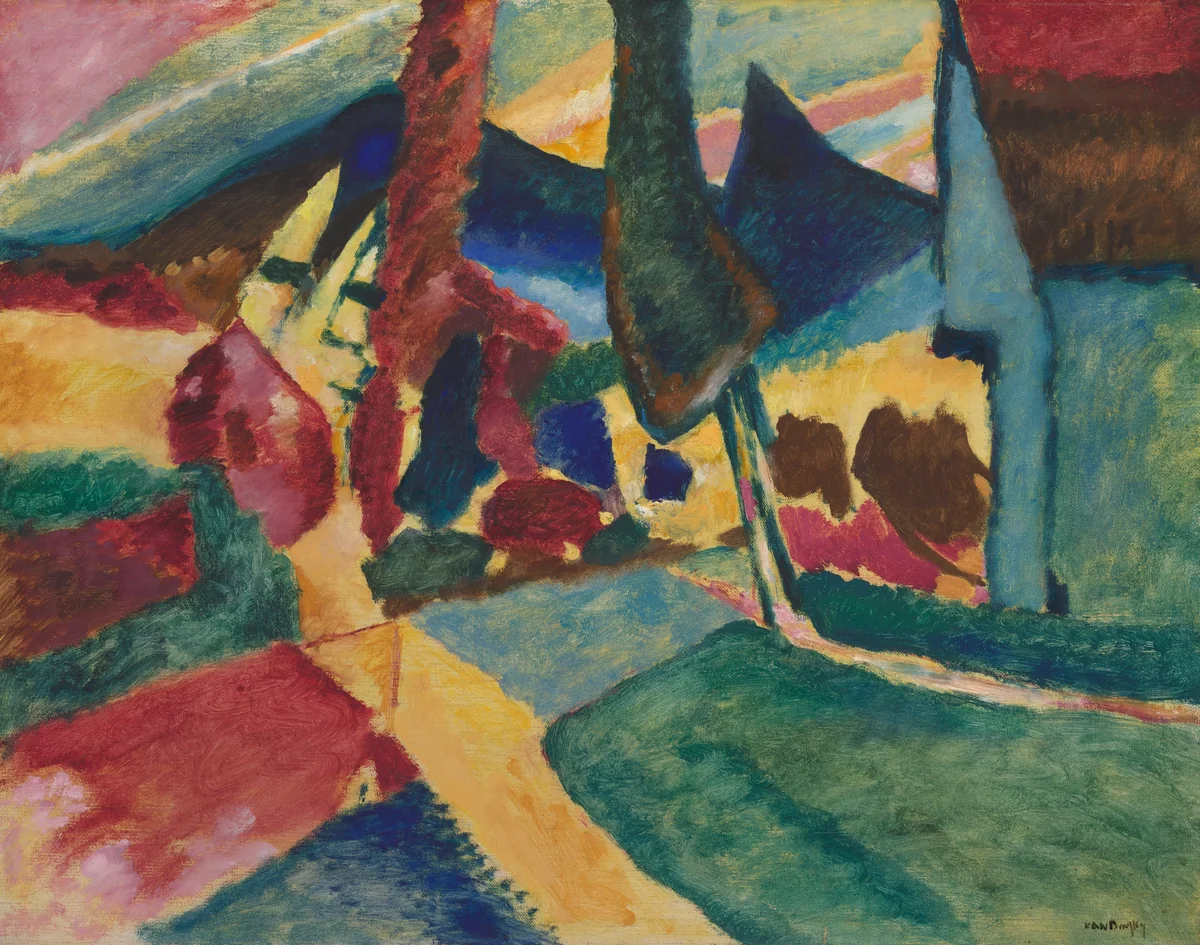 Landscape with Two Poplars by Wassily Kandinsky, painting, 1912