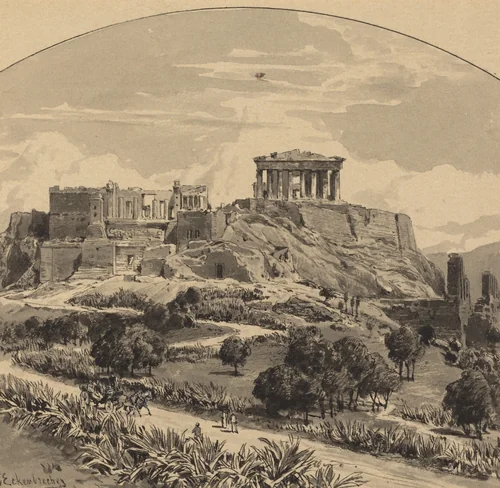 The Acropolis from the West by Themistocles von Eckenbrecher, drawing, 1890