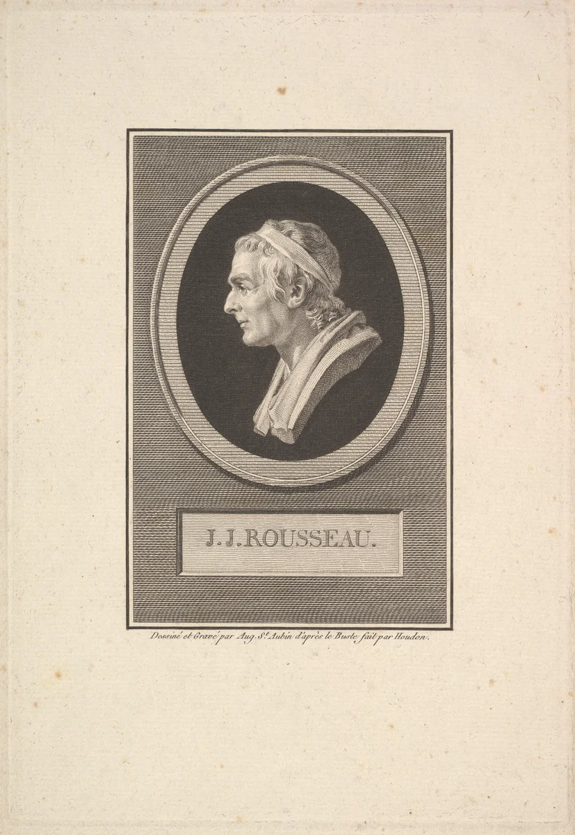 Portrait of Jean-Jacques Rousseau by Augustin de Saint-Aubin, print, 1801