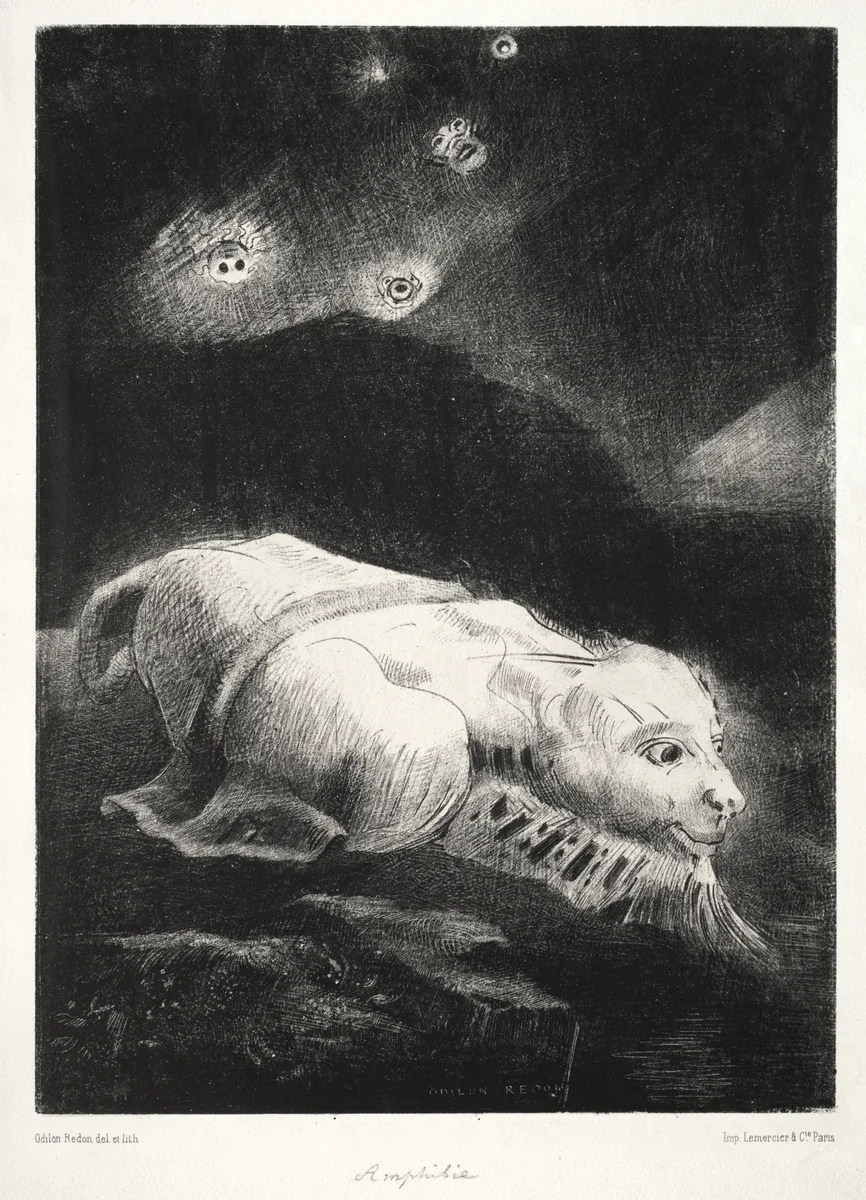 When Life Was Awakening in the Depths of Obscure Matter by Odilon Redon, print, 1883