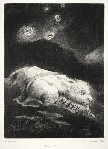 When Life Was Awakening in the Depths of Obscure Matter by Odilon Redon, print, 1883