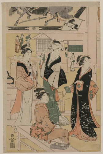 Print from Women Resting in the Votive Picture Hall at Asakusa by Chōbunsai Eishi (鳥文斎栄之), print, 1790-1799