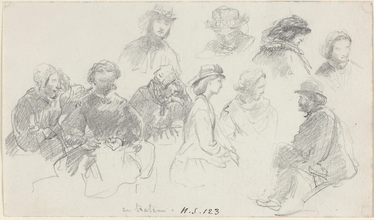 Passengers on Shipboard by Eugène Boudin, drawing, 1824-1898
