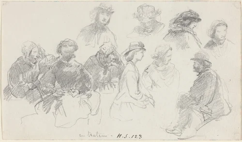Passengers on Shipboard by Eugène Boudin, drawing, 1824-1898