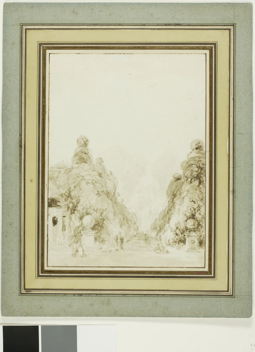 View of the Park in Saint-Cloud by Jean Honoré Fragonard, drawing, 1732-1806