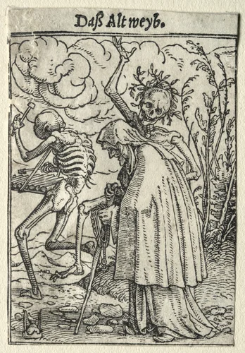 Dance of Death: The Old Woman by Hans Holbein the Younger, print, 1521-1531
