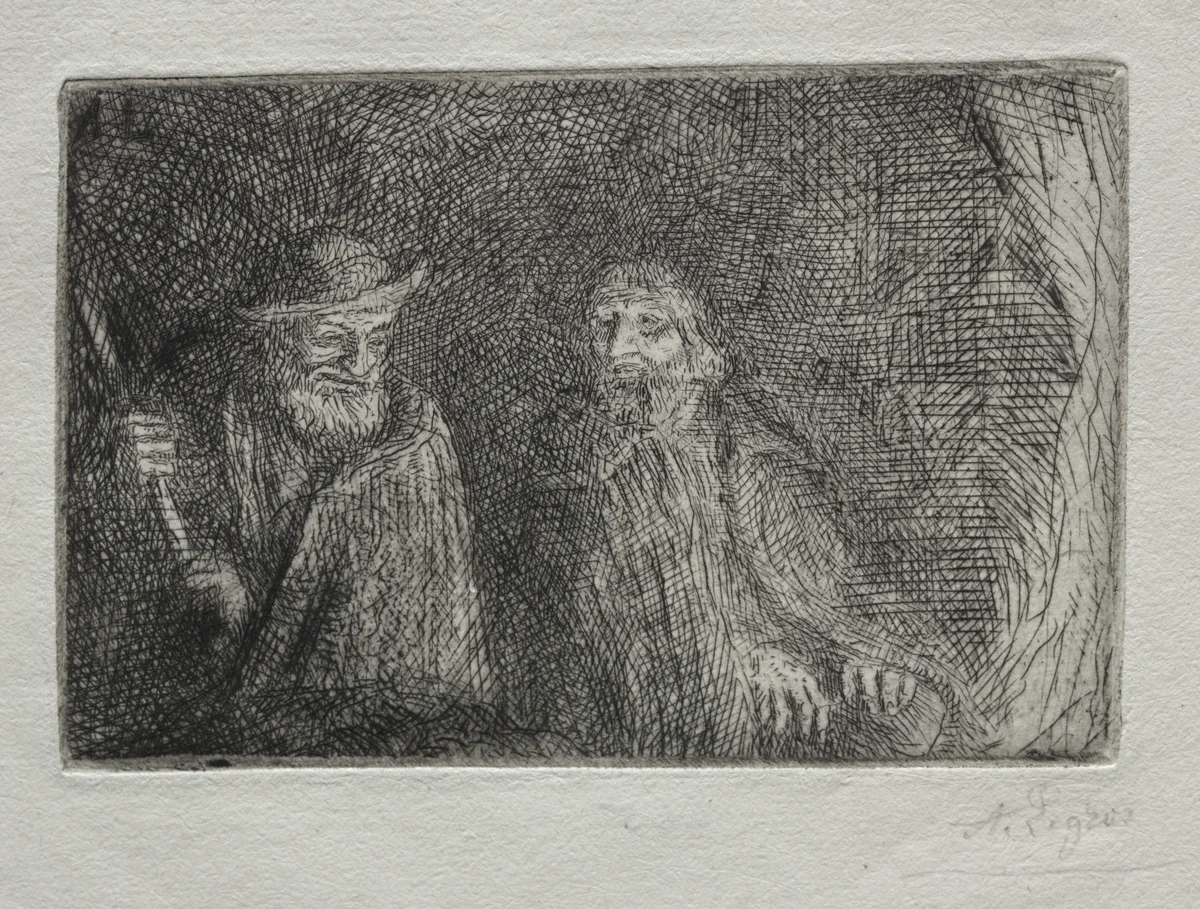 Two Shepherds (Les Deux Bergers) by Alphonse Legros, print, 1857-1911