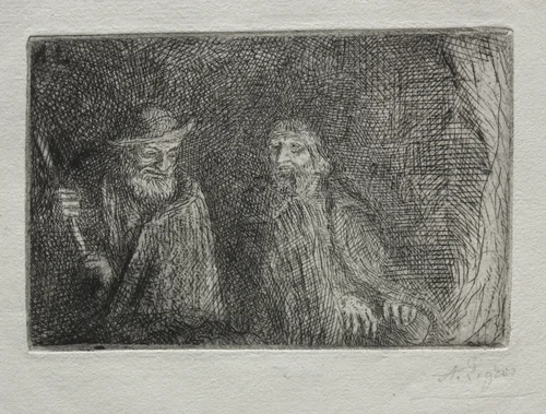 Two Shepherds (Les Deux Bergers) by Alphonse Legros, print, 1857-1911