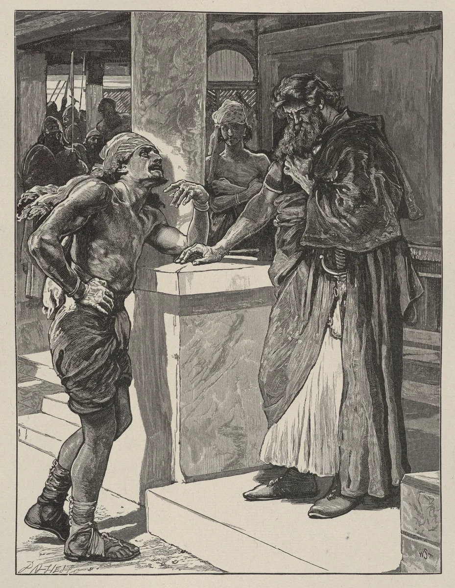 Cushi Brings to David News of the Death of Absalom, from "Dalziels' Bible Gallery" by William Small, print, 1881