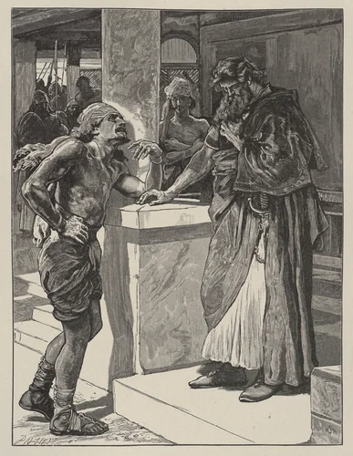 Cushi Brings to David News of the Death of Absalom, from "Dalziels' Bible Gallery" by William Small, print, 1881