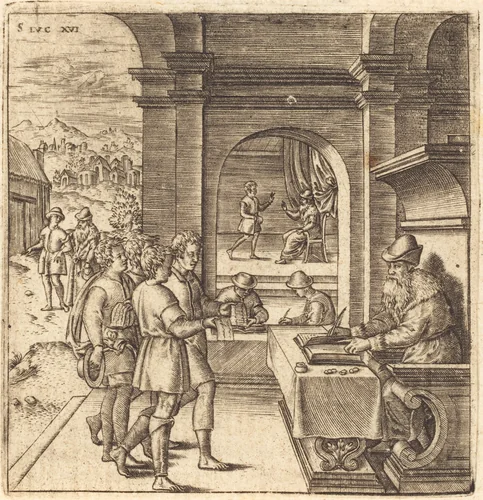 The Dishonest Steward by Léonard Gaultier, print, 1576-1580