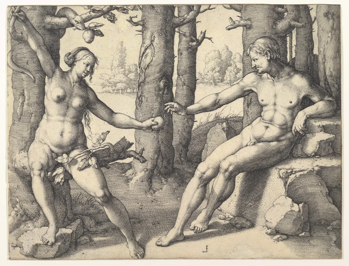 Fall of Man by Lucas van Leyden, print, 1530