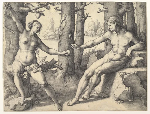 Fall of Man by Lucas van Leyden, print, 1530