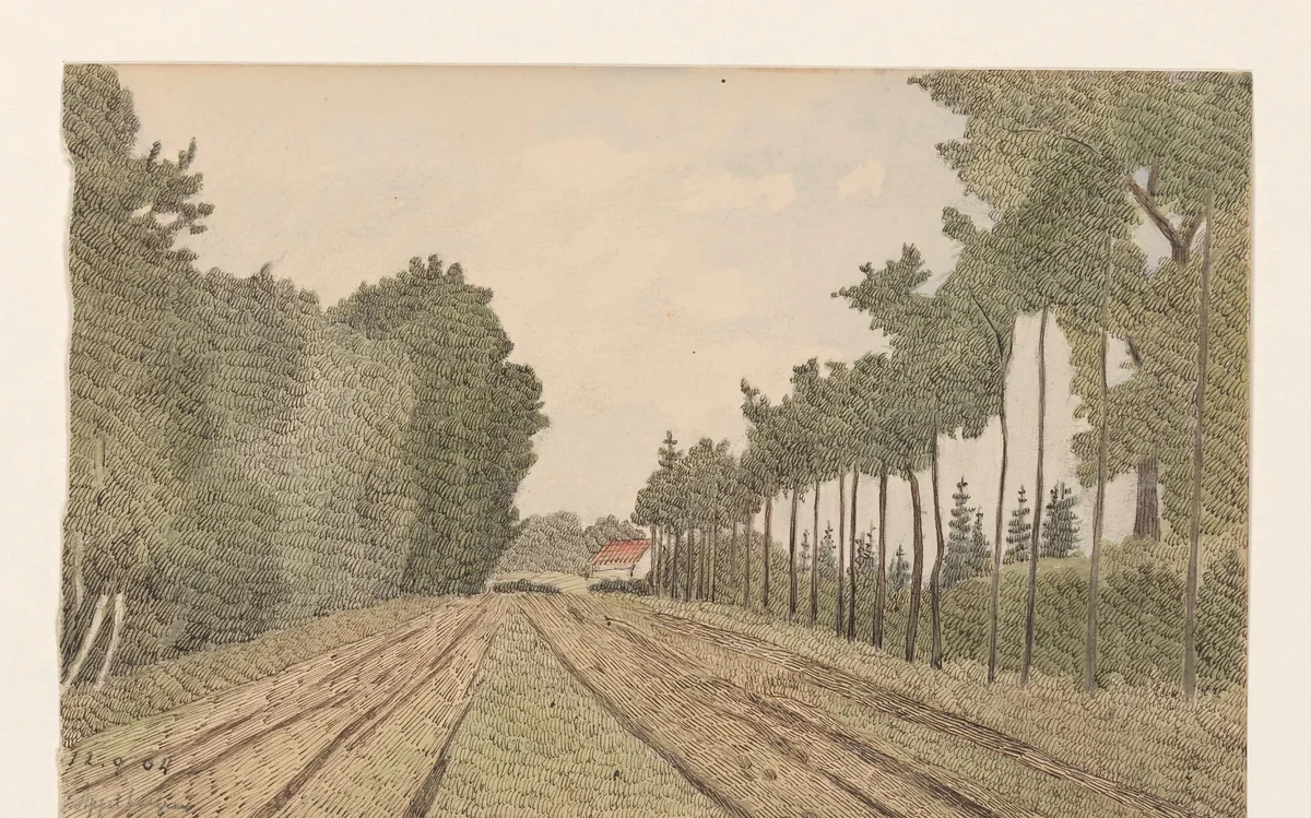 Landschap met in de verte een gebouw by Dirk Arnoldus Tavenraat, drawing, 1904