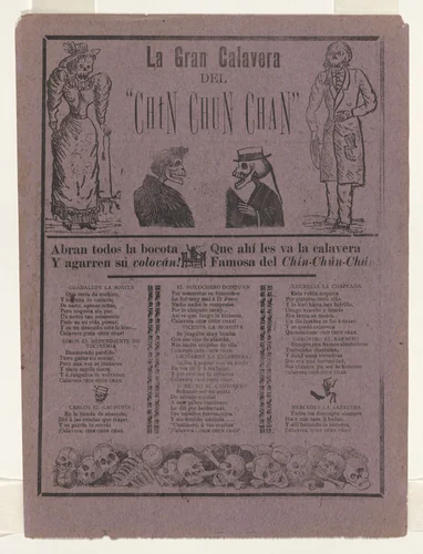 Broadsheet relating to the great skeleton of the Chin-Chun-Chan by José Guadalupe Posada, print, 1904