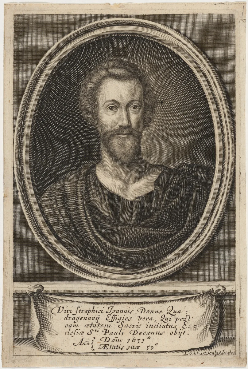 John Donne, Poet by Pierre Lombard, print, 1612-1682