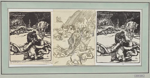 Les Morts après le combat by Auguste Louis Lepère, drawing, 1914
