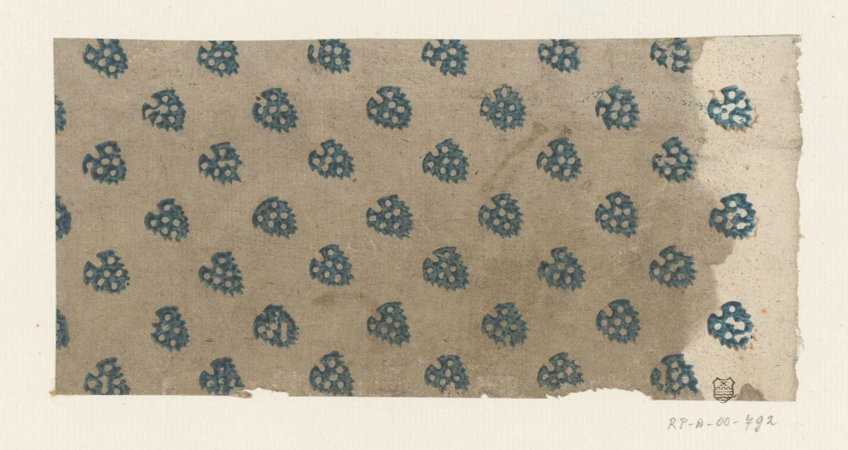 Blad met strooipatroon van bladmotief by anonymous, print, 1750-1950