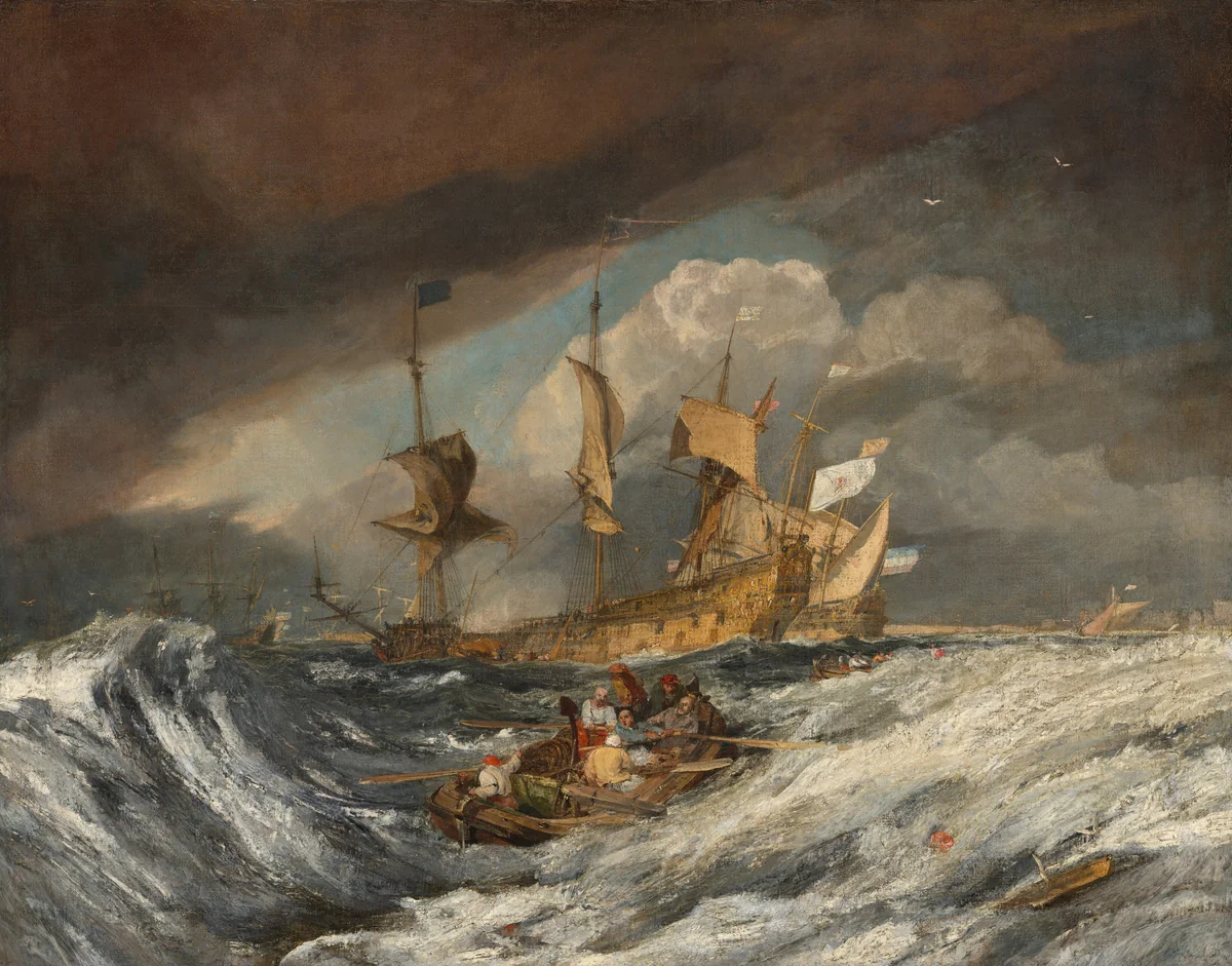 Boats Carrying Out Anchors to the Dutch Men of War by Joseph Turner, painting, 1804