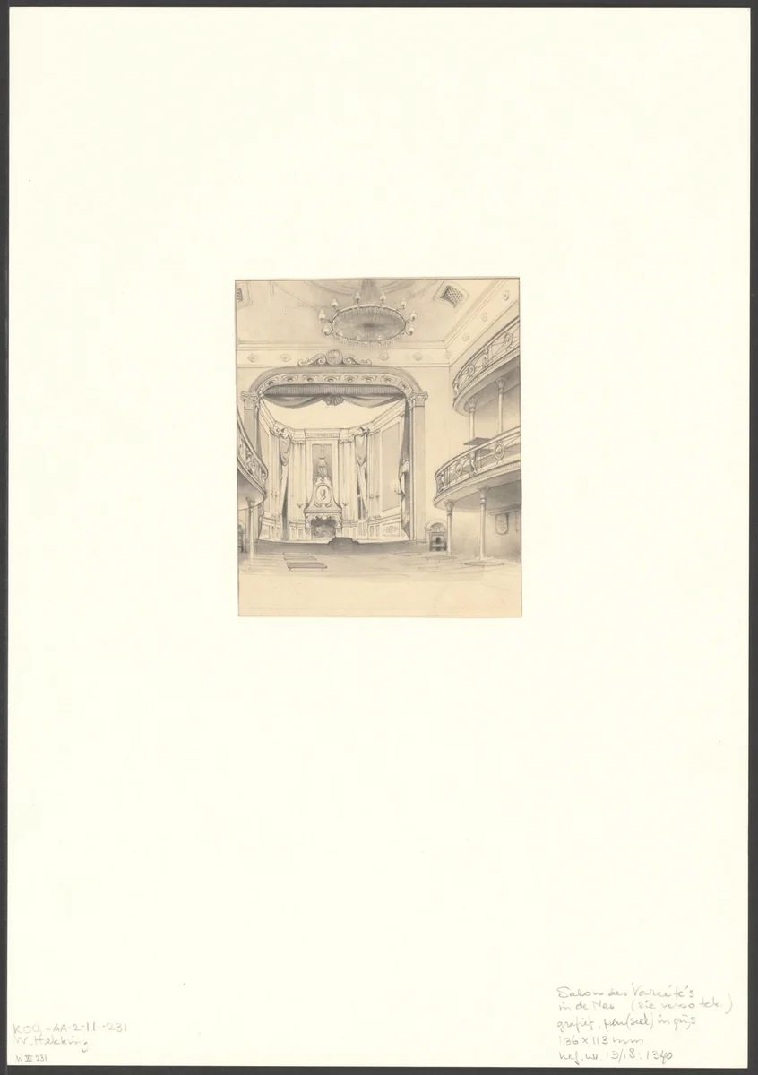 Interieur van de Salon des Variétés by anonymous, drawing, 1863-1899