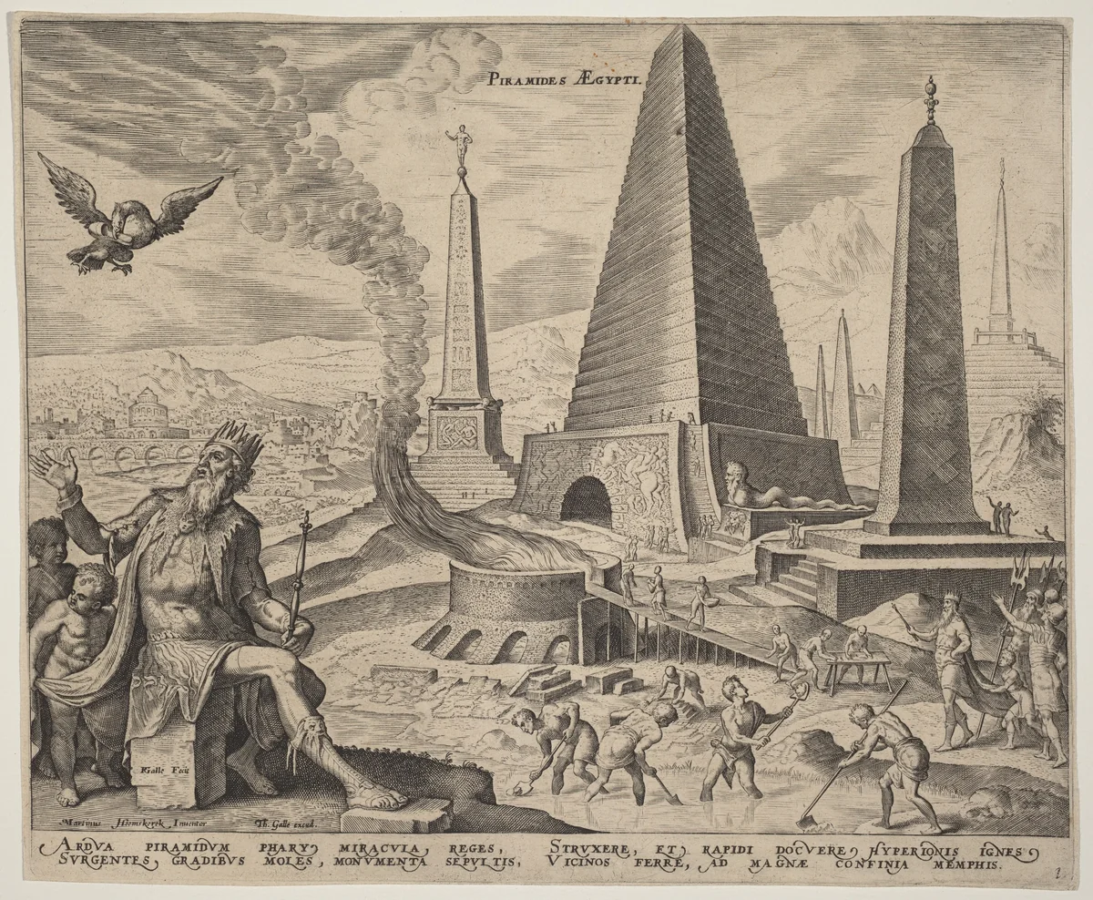 Piramides Aegypti (The Pyramids of Egypt) by Philip Galle
Maerten van Heemskerck
Theodor Galle, print, 1537-1612