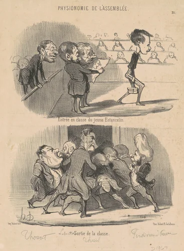 Entrée en classe du jeune Estancelin by Honoré Daumier, print, 1850