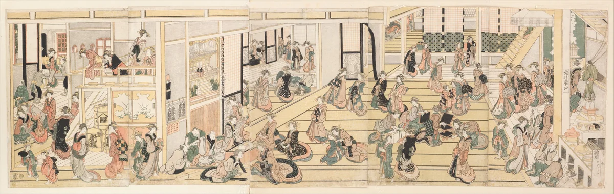 New Year's Day at the Ōgiya Brothel, Yoshiwara by Katsushika Hokusai (葛飾 北斎), print, 1794-1814
