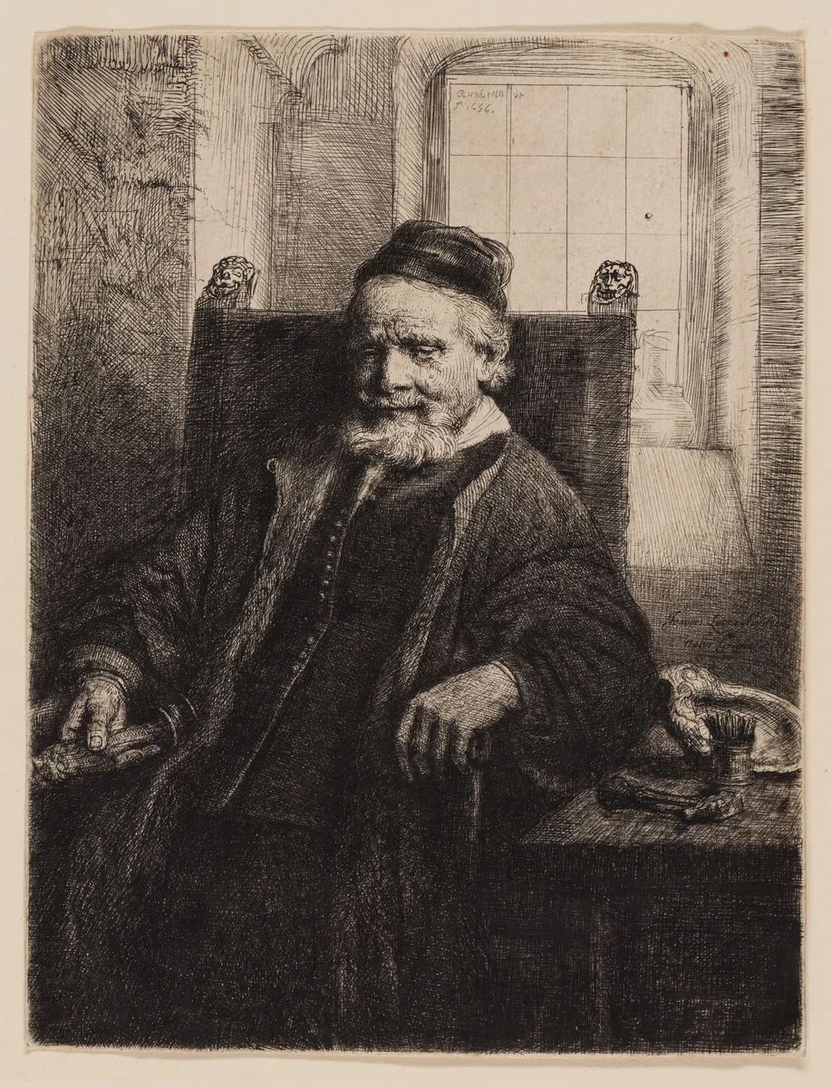 Jan Lutma, Goldsmith by Rembrandt van Rijn, print, 1656
