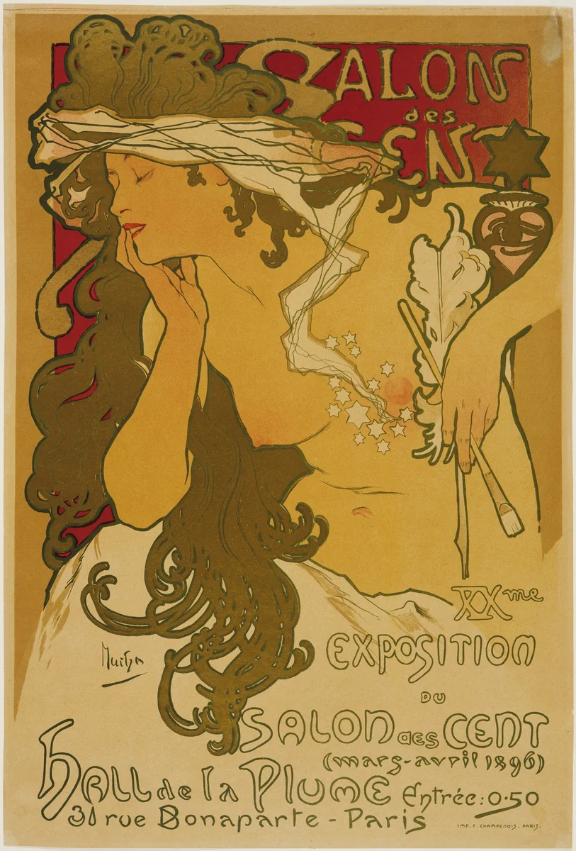 XXm Exposition du Salon des Cent by Alphonse Mucha, design, 1896