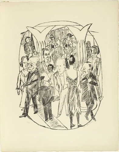 The Theater Lobby (Das Theaterfoyer) from Trip to Berlin 1922 (Berliner Reise 1922) by Max Beckmann, print, 1922