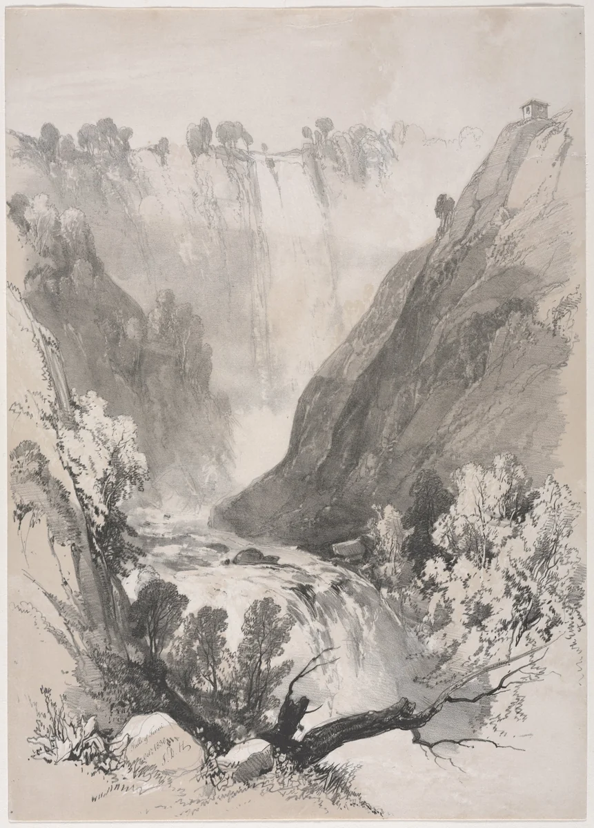 Sketches at Home and Abroad: Falls of Terni by James Duffield Harding, print, 1830