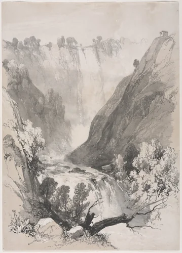 Sketches at Home and Abroad: Falls of Terni by James Duffield Harding, print, 1830