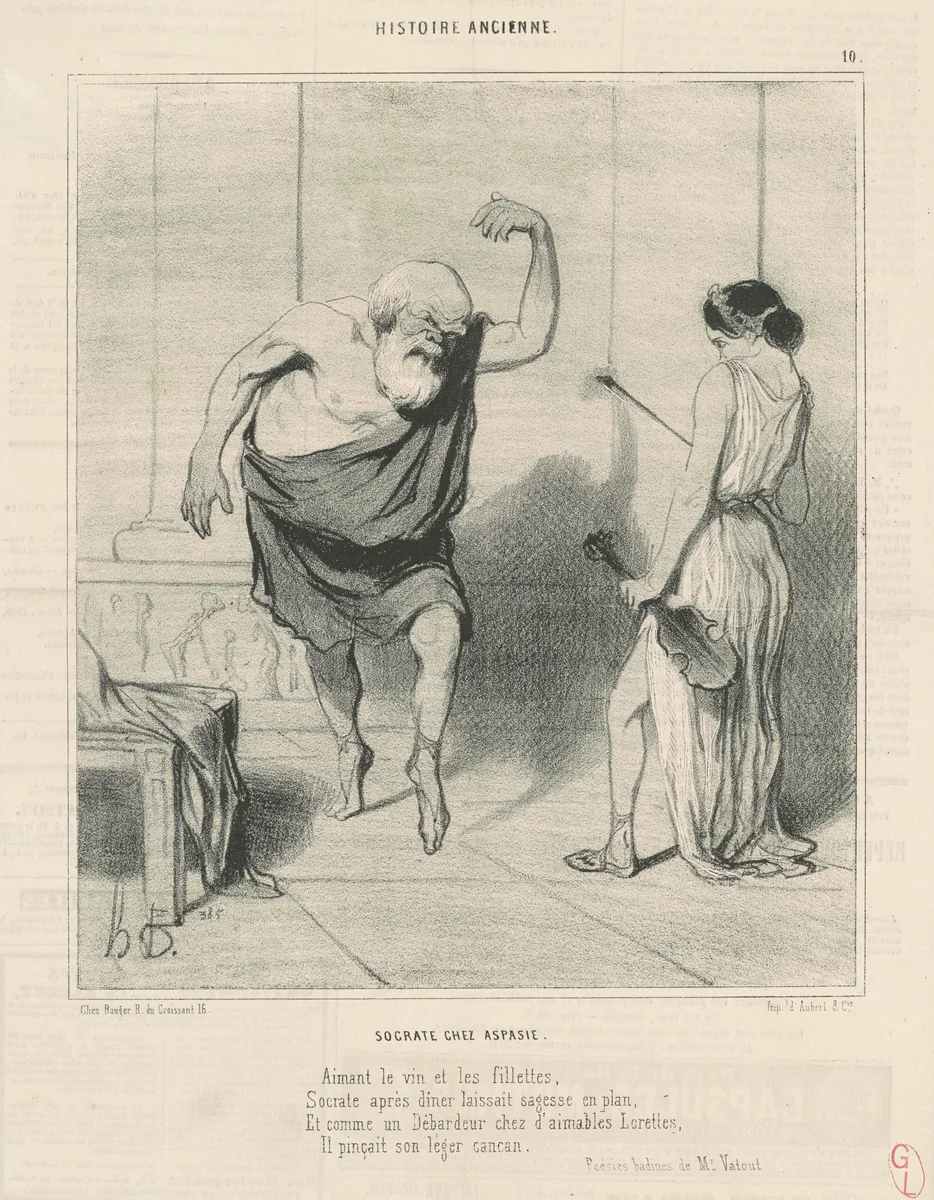 Socrate chez aspasie by Honoré Daumier, print, 1842