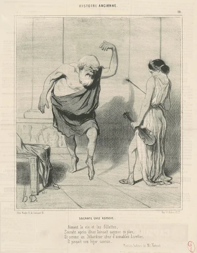 Socrate chez aspasie by Honoré Daumier, print, 1842