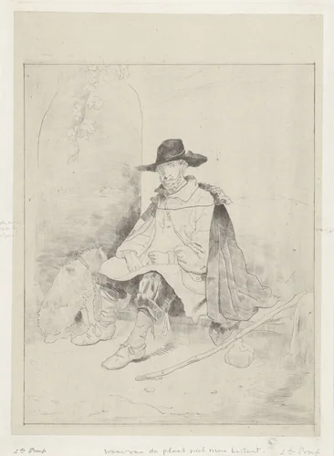 Rustende reiziger by Jacobus Ludovicus Cornet, print, 1851