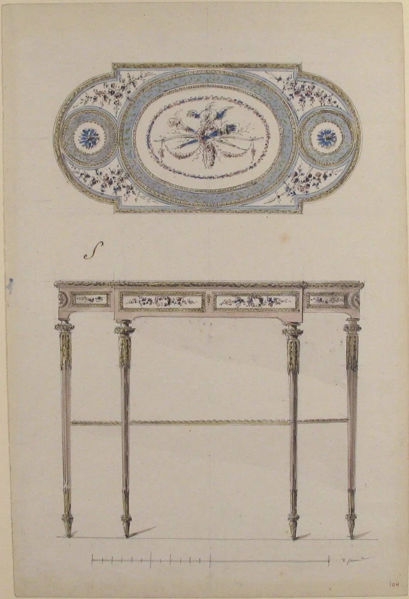 Design for a Center Table by anonymous, drawing, 1765-1790