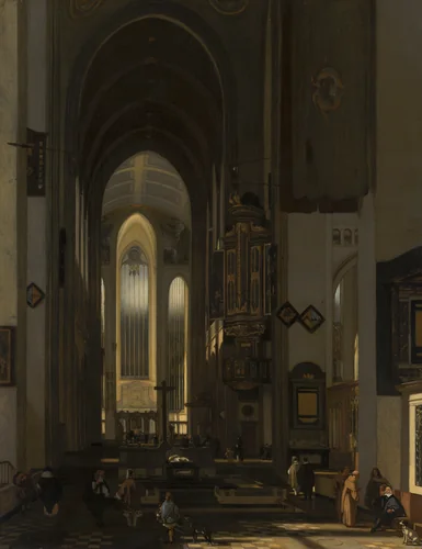 Interior of an Imaginary Catholic Church by Emanuel de Witte, painting, 1668