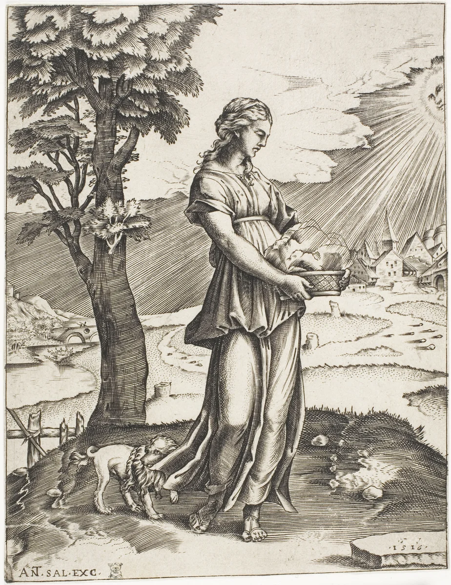 The Cumaean Sybil by Agostino dei Musi, print, 1516