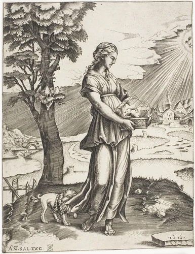 The Cumaean Sybil by Agostino dei Musi, print, 1516