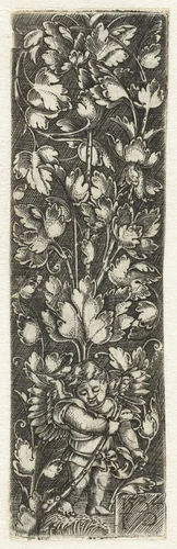 Ornament met putto met knots by Unknown, print, 1534