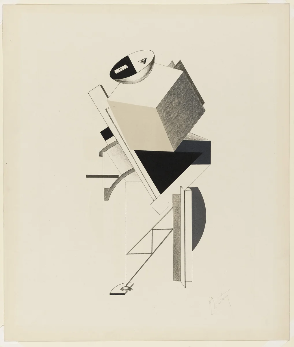 Sentry (Posten) from Figurines: The Three-Dimensional Design of the Electro-Mechanical Show Victory over the Sun (Figurinen, die plastische Gestaltung der elektro-mechanischen Schau Sieg über die Sonne) by El Lissitzky, print, 1920